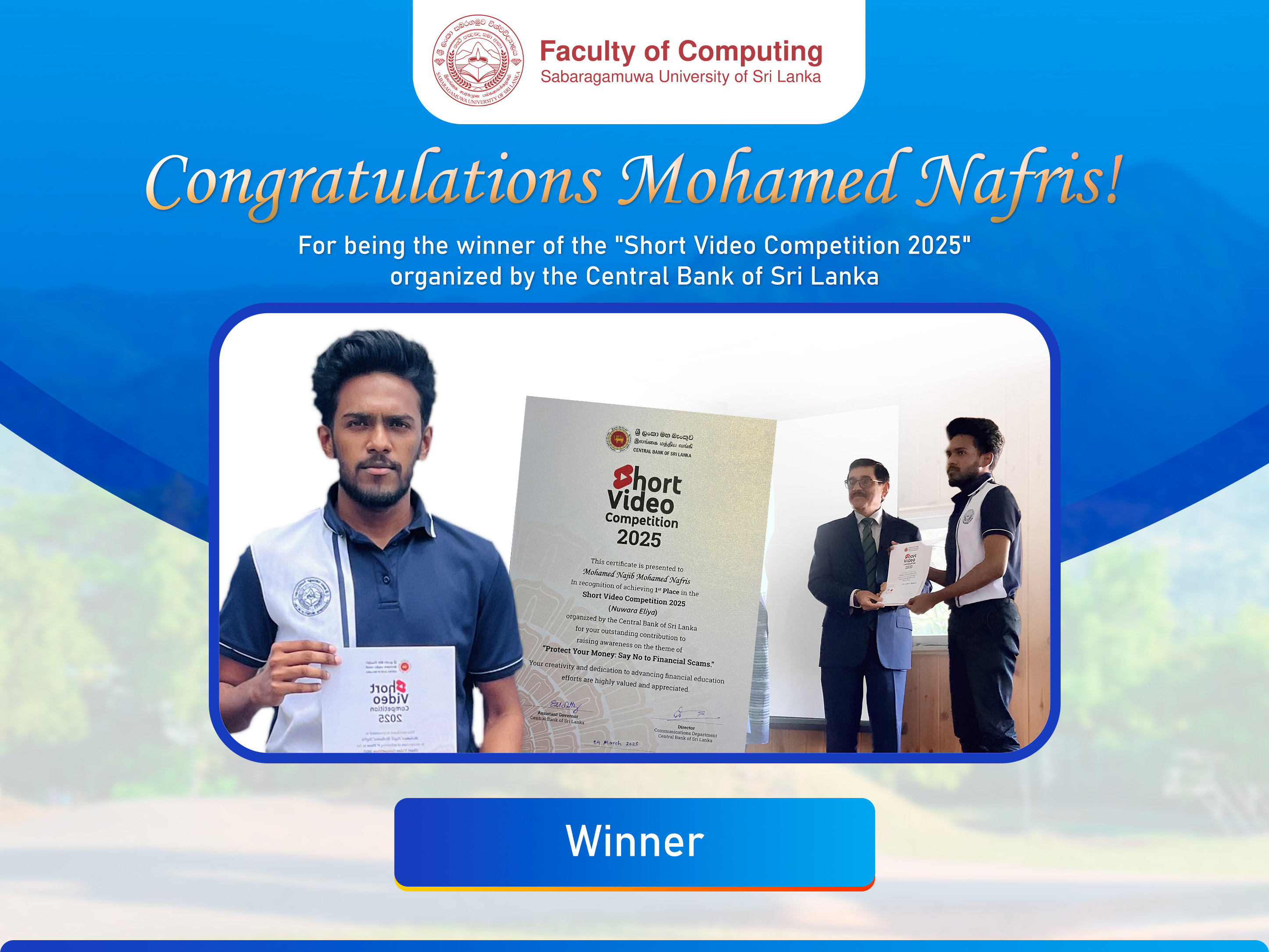 Congratulations Mohamed Nafris for Your Outstanding Achievement!