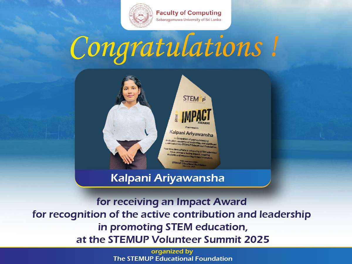 Congratulations Kalpani Ariyawansa for Your Remarkable Achievement!