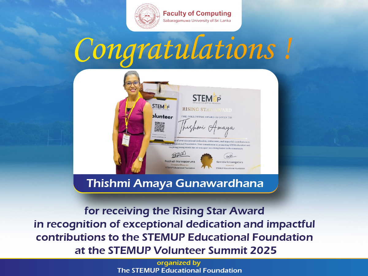 Congratulations to Thishmi Amaya Gunawardhana on being recognized at the STEMUP Volunteer Summit 2025!