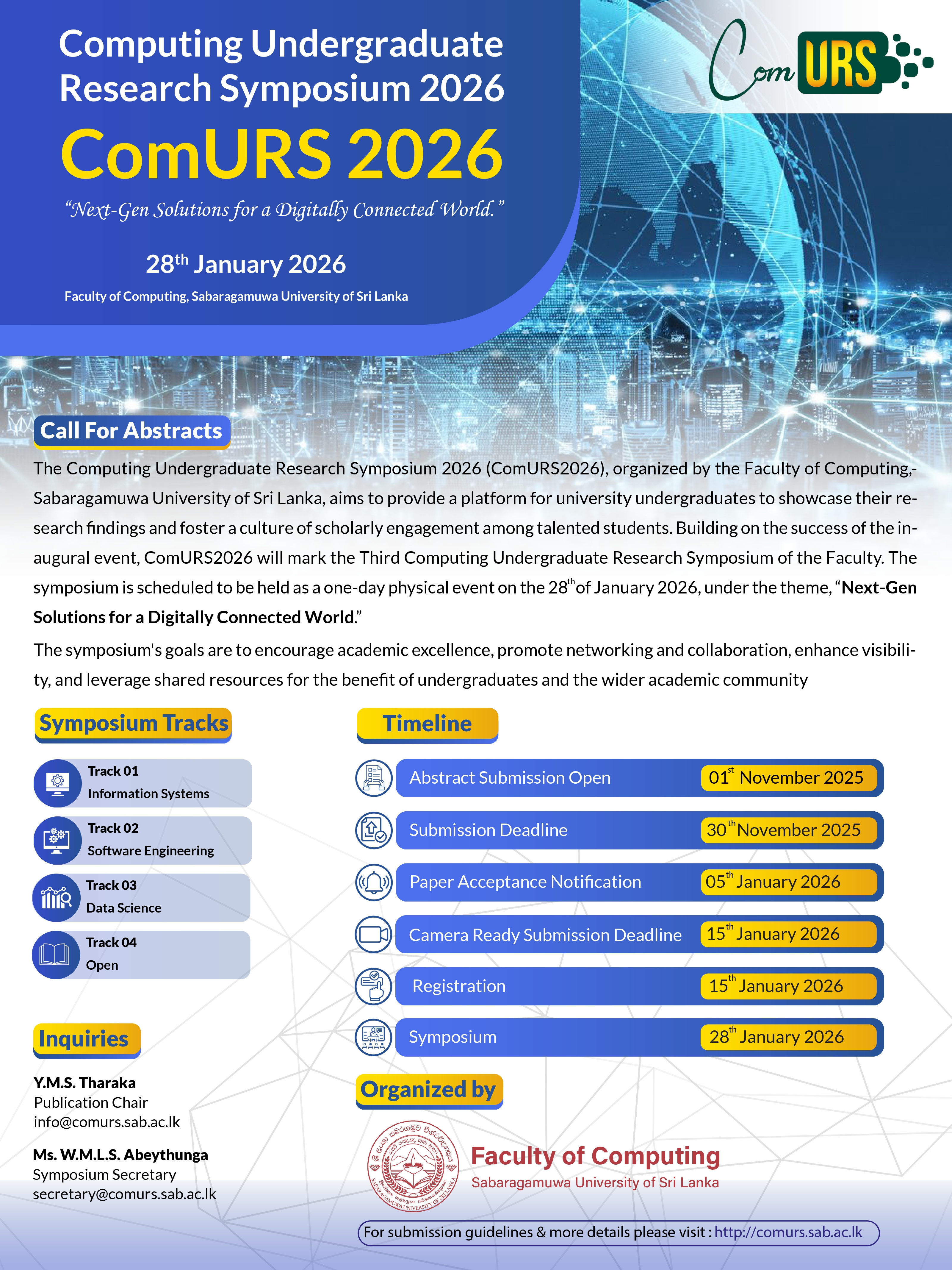 Call for Abstracts: Computing Undergraduate Research Symposium 2026 (ComURS2026)