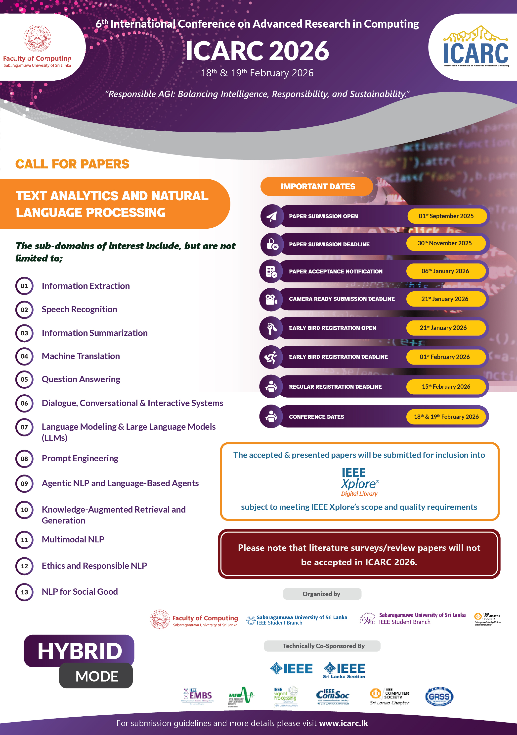 Call for Papers - Text Analytics and Natural Language Processing Track
