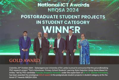 Sabaragamuwa University of Sri Lanka Research Project Wins Prestigious GOLD